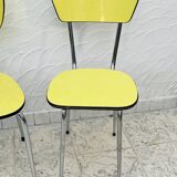 Pair of vintage yellow chrome Formica kitchen chairs.