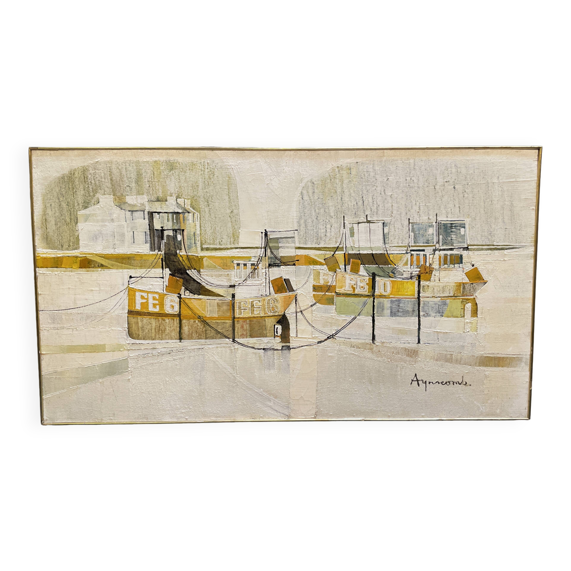 Oil On Board "Folkestone Harbour", Signed , Retailed Liberty & Co