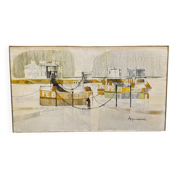 Oil On Board "Folkestone Harbour", Signed , Retailed Liberty & Co