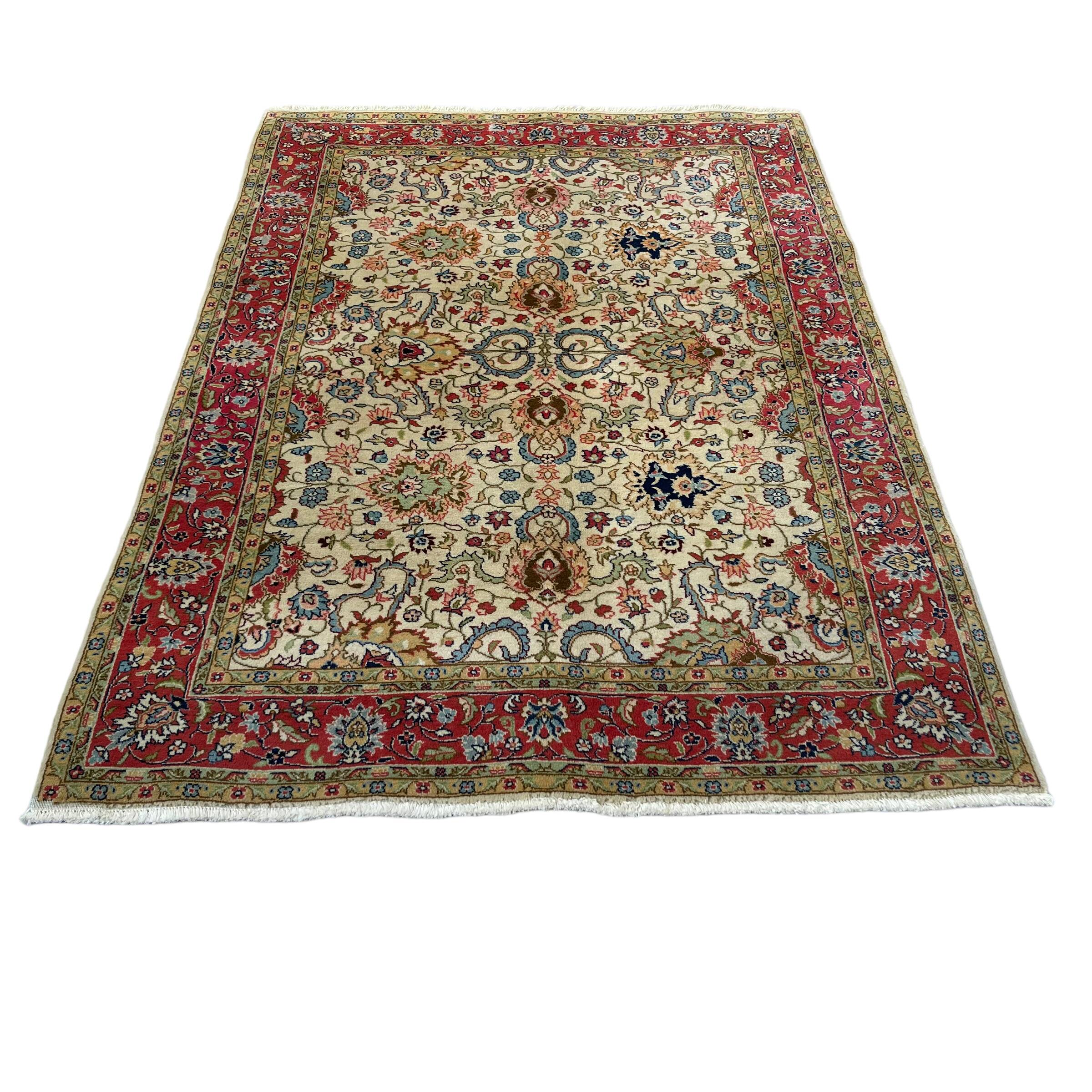 Tapis persan Tabriz vintage fin, 204 x 141 cm