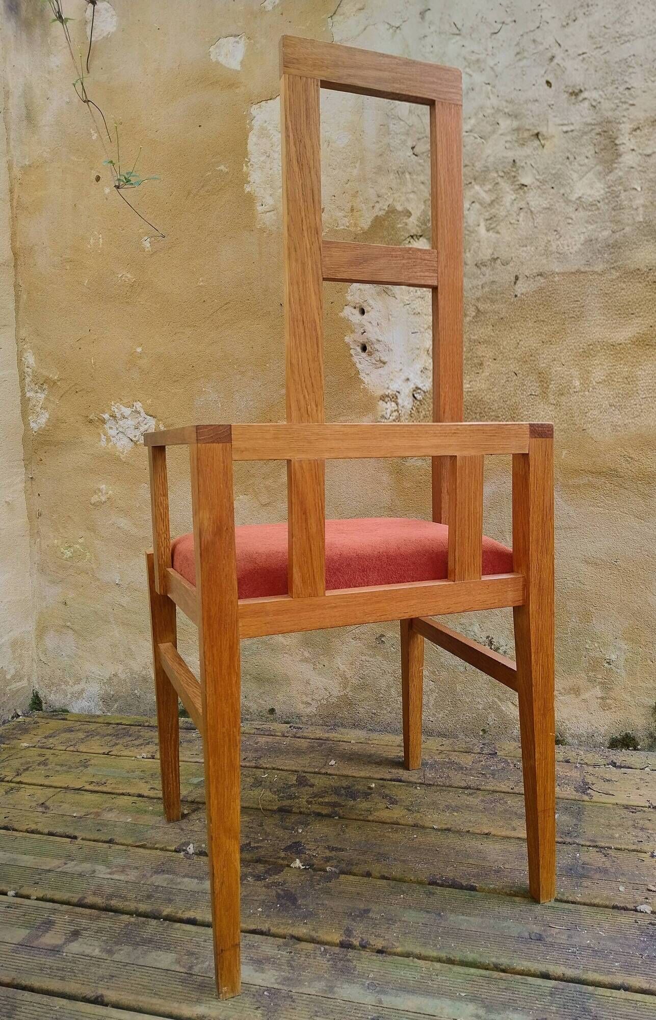 Vintage light oak armchair