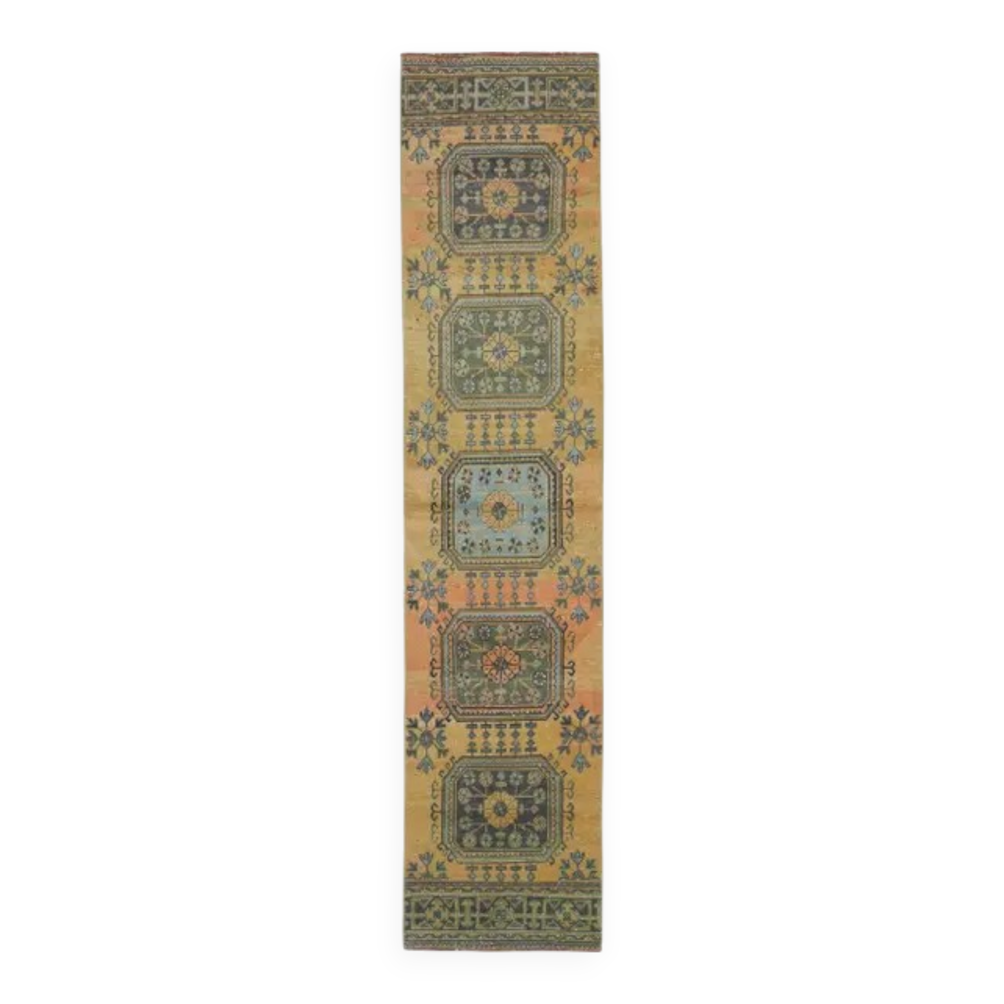 Vintage Turkish Oushak Handmade Wool Runner 78x350