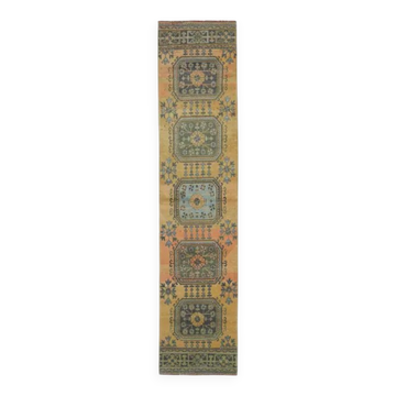 Vintage Turkish Oushak Handmade Wool Runner 78x350