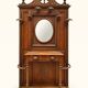 Napoleon III entrance hall wardrobe in solid oak with bevelled mirror.