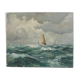 Old painting oil on marine canvas signed, early twentieth century