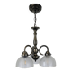 Antique Art Deco chandelier with 3 arms in patinated metal and ribbed glass.