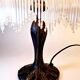 Vintage Tiffany-style fringed lamp with floral globe