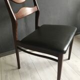4 vintage teak dining chairs, dark green