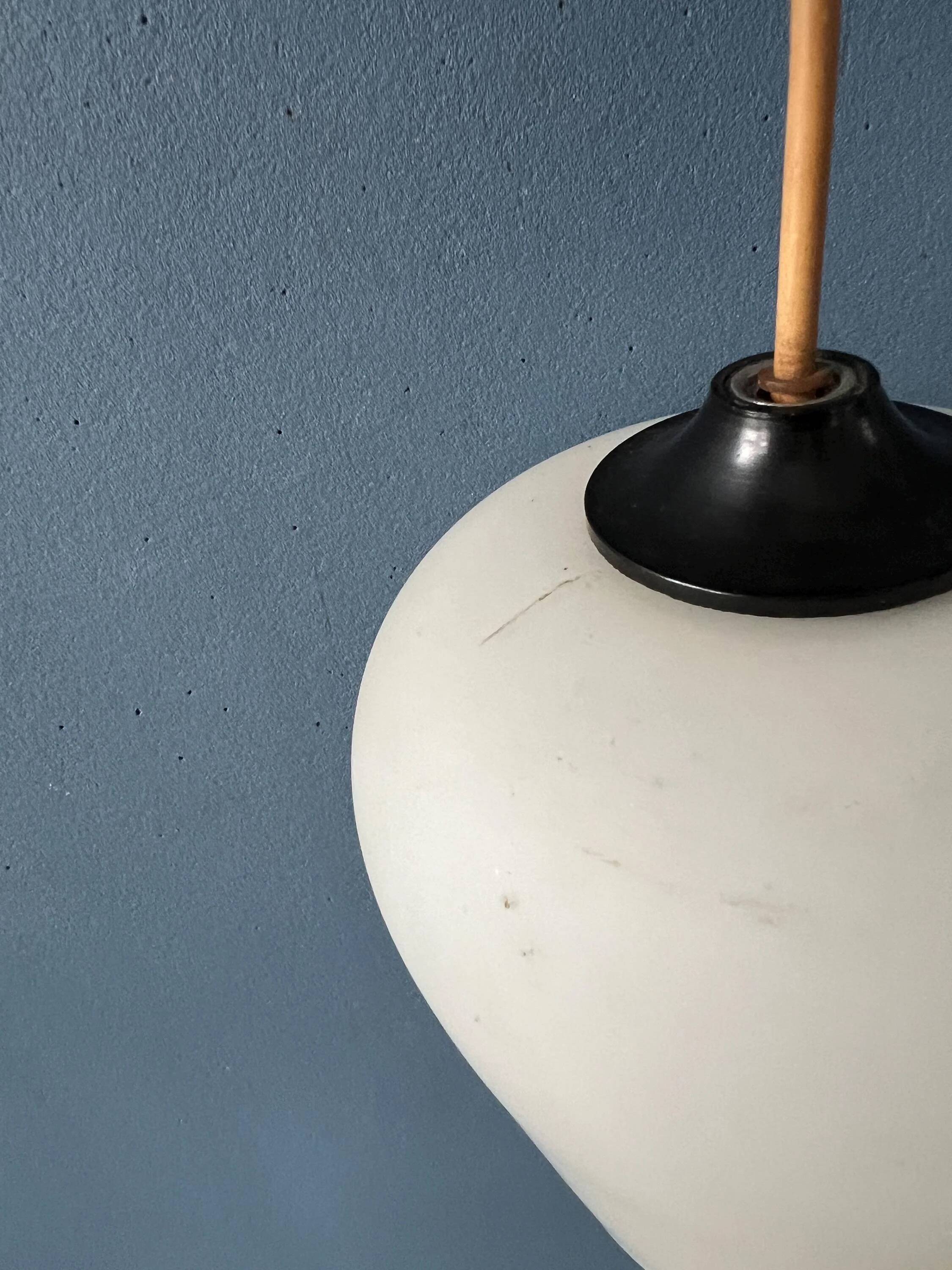 Small opaline glass pendant light, inverted tulip, Mid-Century.
