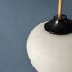 Small opaline glass pendant light, inverted tulip, Mid-Century.