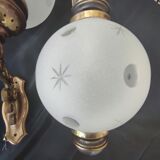 SCONCES BALL 1 pair of frosted glass with engraved stars and polished rounds