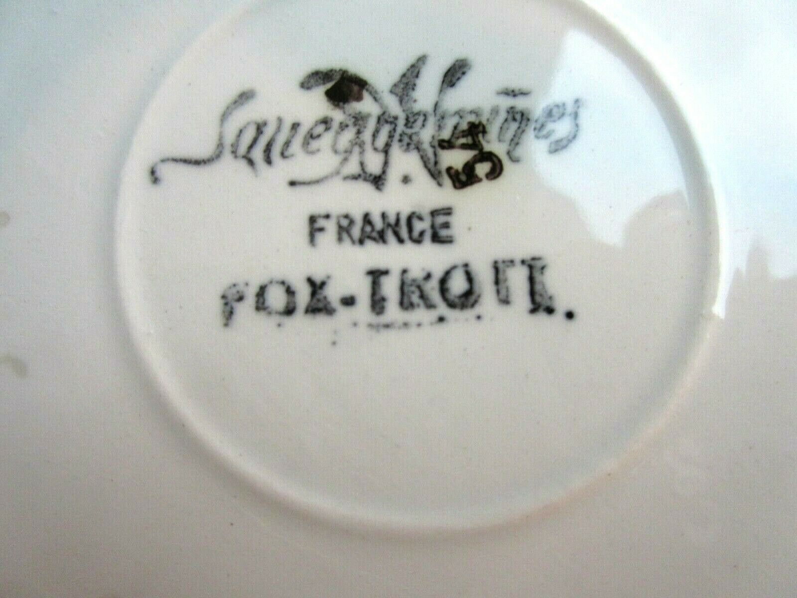 Lot of 2 large chocolate cups with saucers, FOX TROTT of SARREGUEMINES