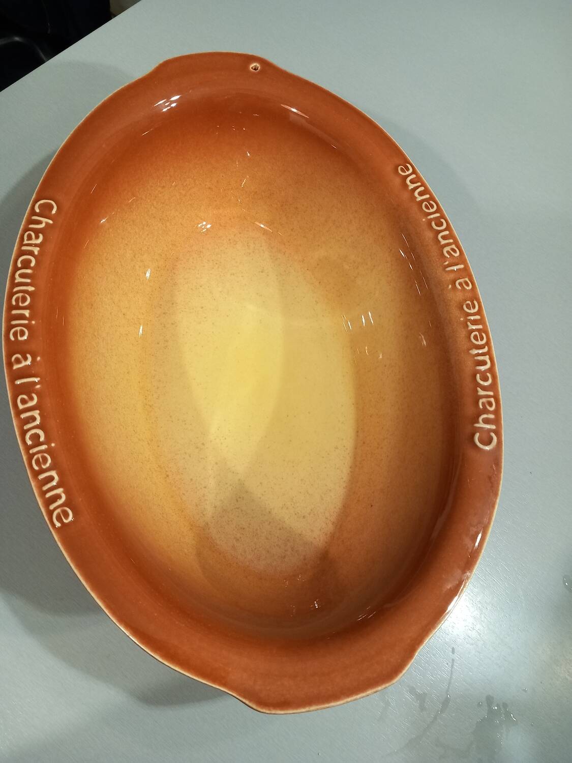 Breton dish in brown and yellow ceramic