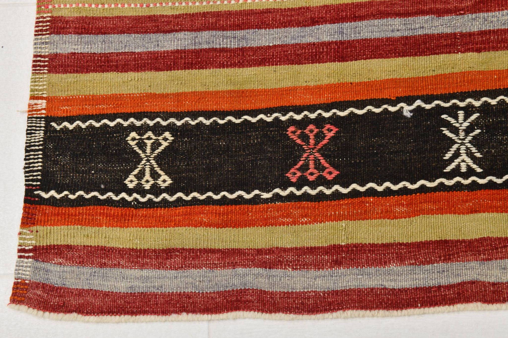 6x12 Soft Orange & Red Turkish Kilim Rug, 180x340Cm