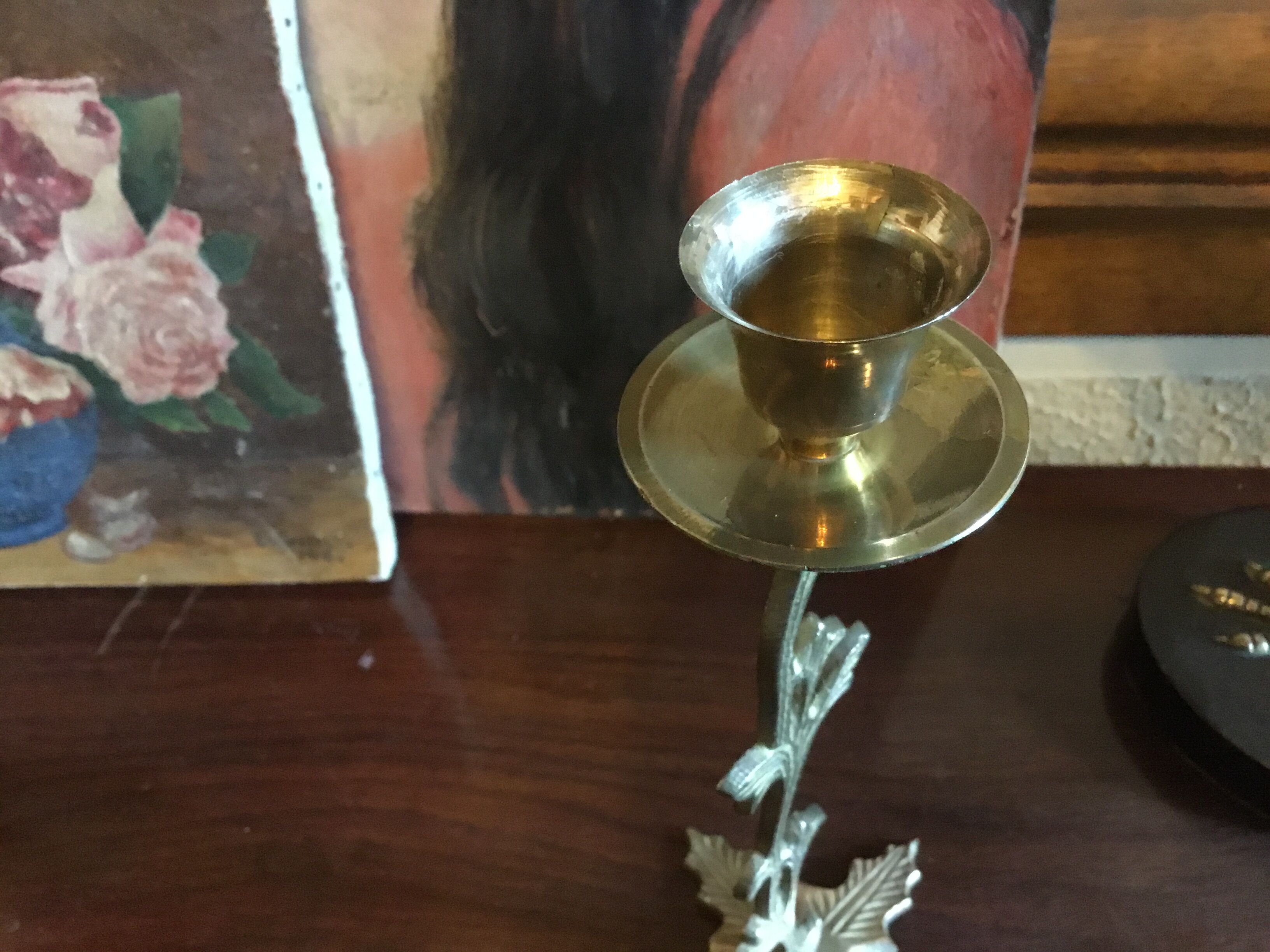 Brass flower candlestick