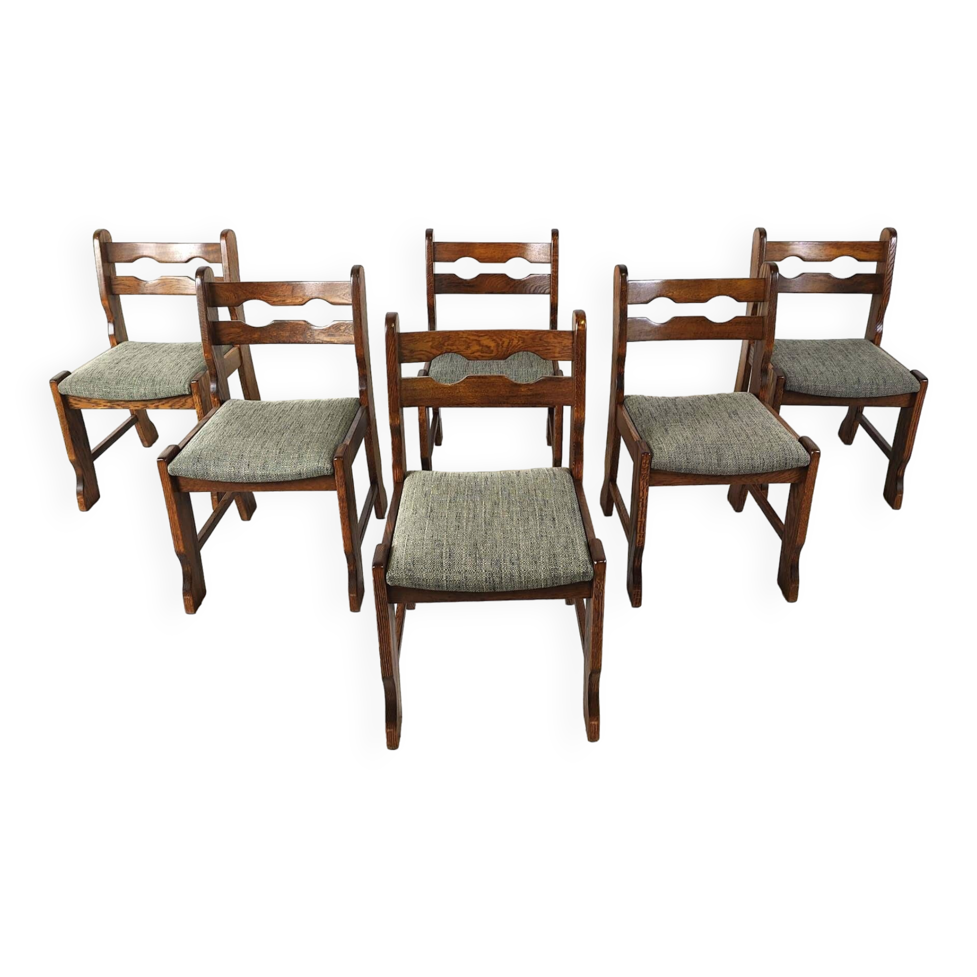 Vintage brutalist dining chairs, set of 6 - 1970s