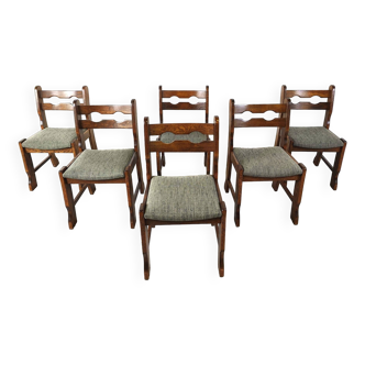 Vintage brutalist dining chairs, set of 6 - 1970s