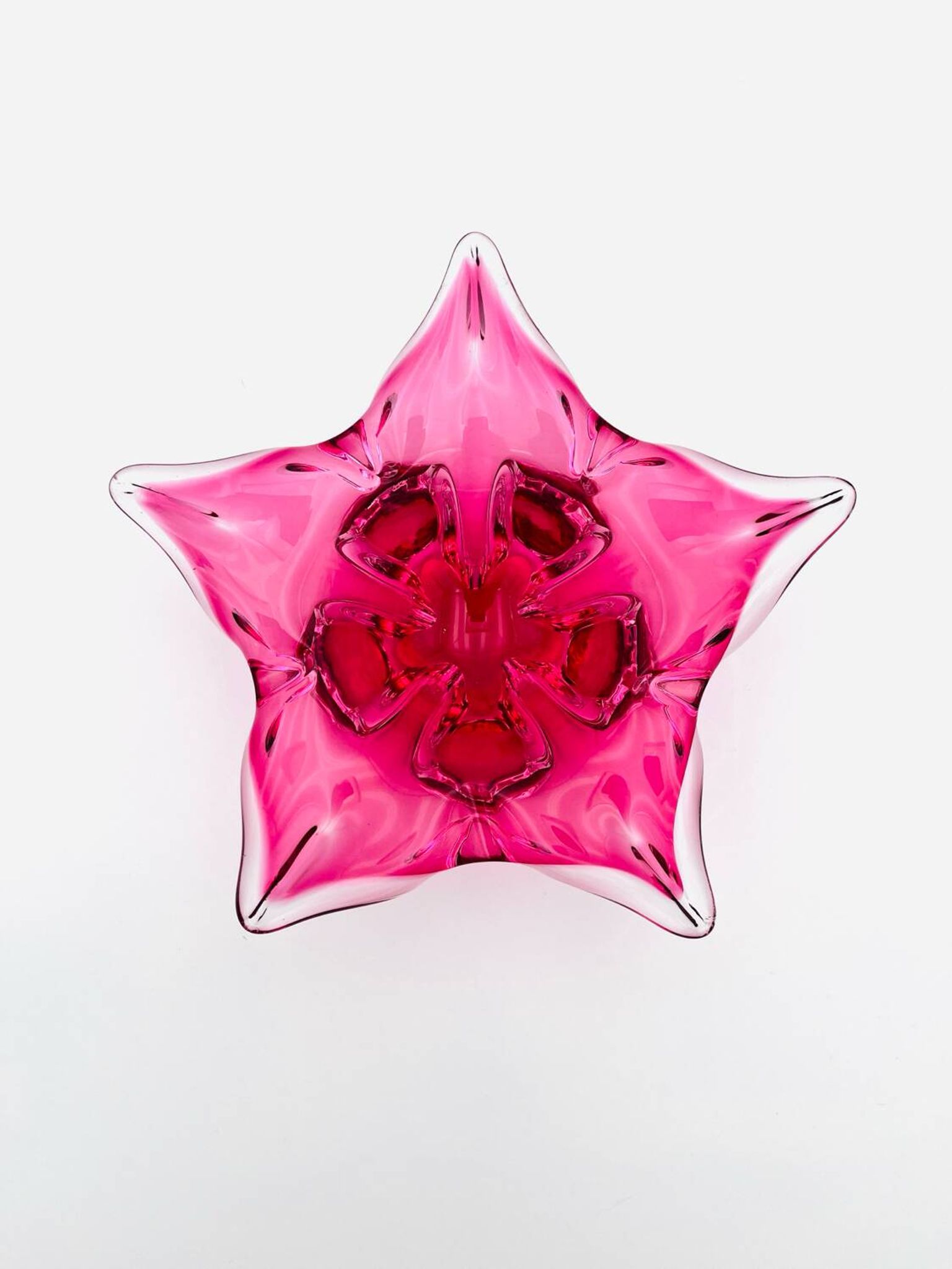 Coupe Sommerso Josef Hospodka - Cristal de Bohême Rose -Circa 1960