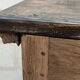 Old raw oak counter with black waxed top