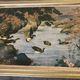 Ancien tableau avec décor d'estampe polychrome de canards dans la nature