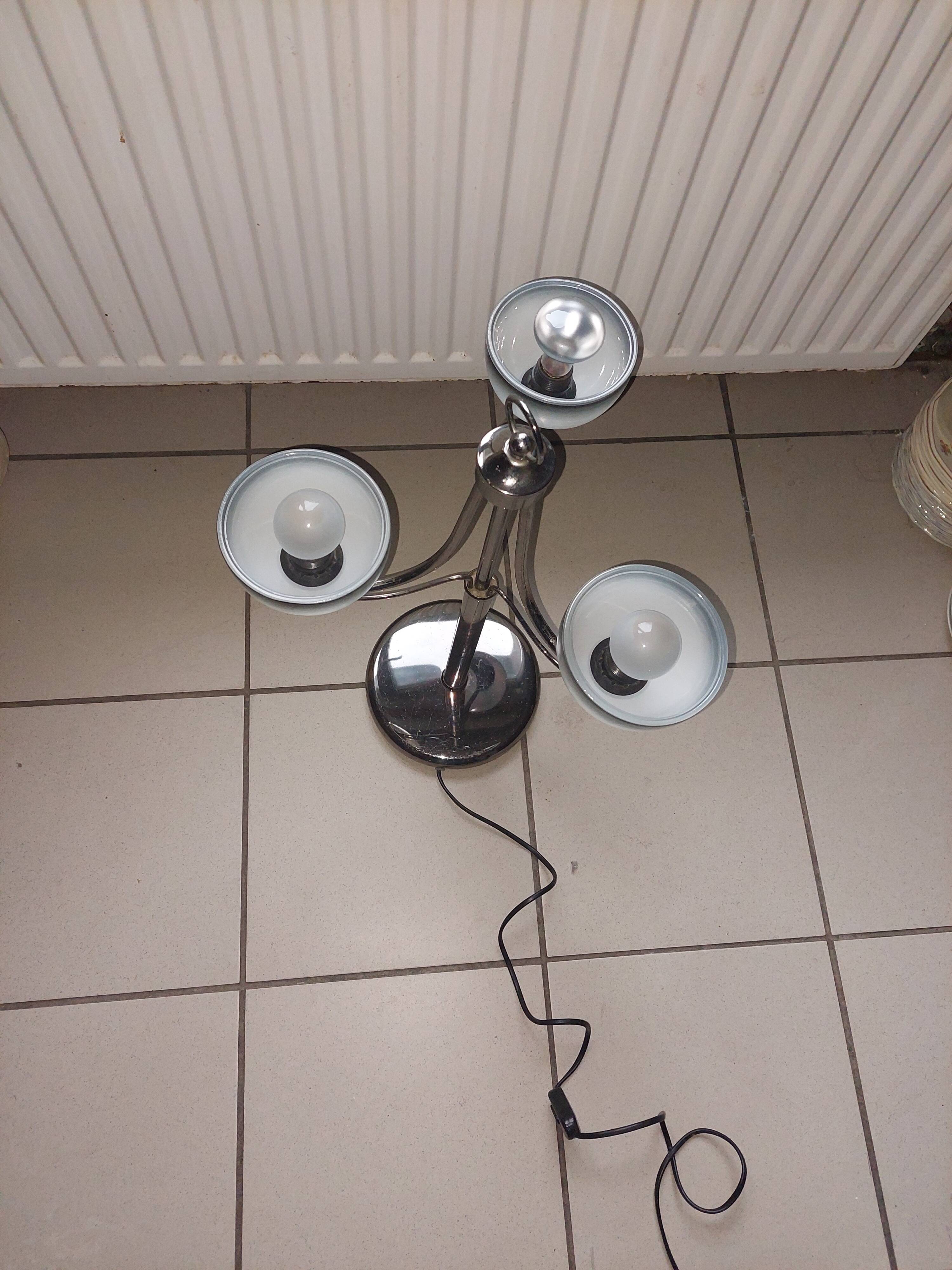 Vintage chromed metal table lamp used