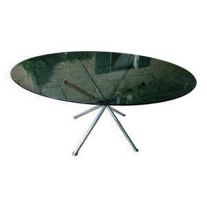 Table chromée et verre