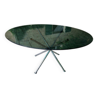 Chrome table and smoked glass