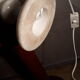 Large albaster lamp 1960 has 70 lampshade in velvet and red 66cm