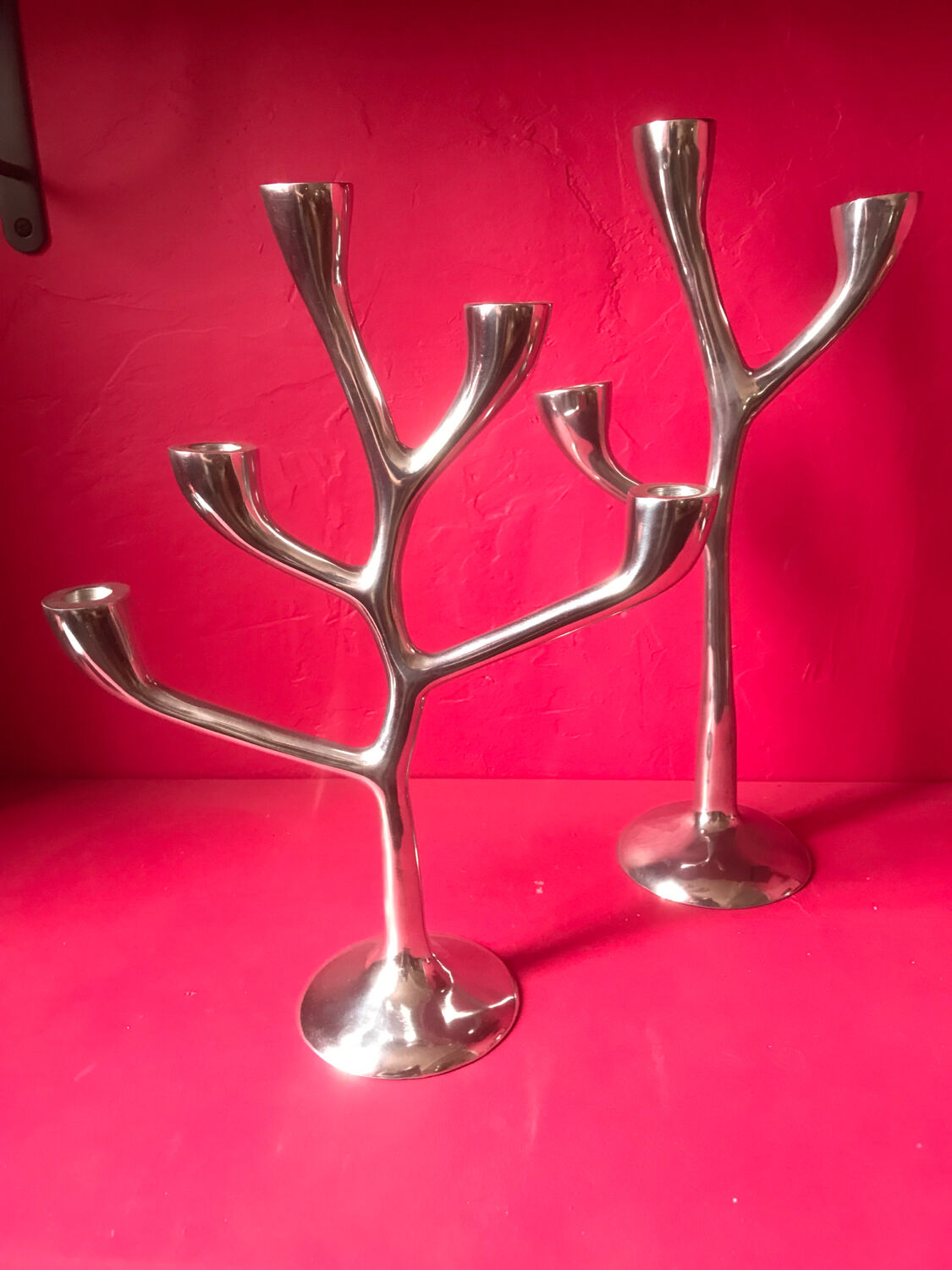 Organic vintage aluminum candlesticks