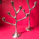 Organic vintage aluminum candlesticks