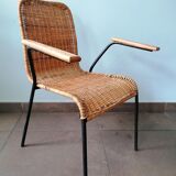 Rattan armchair, metal structure, Germany, 70s