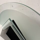 Postmodern geometric glass and metal lamp, small model, 1980