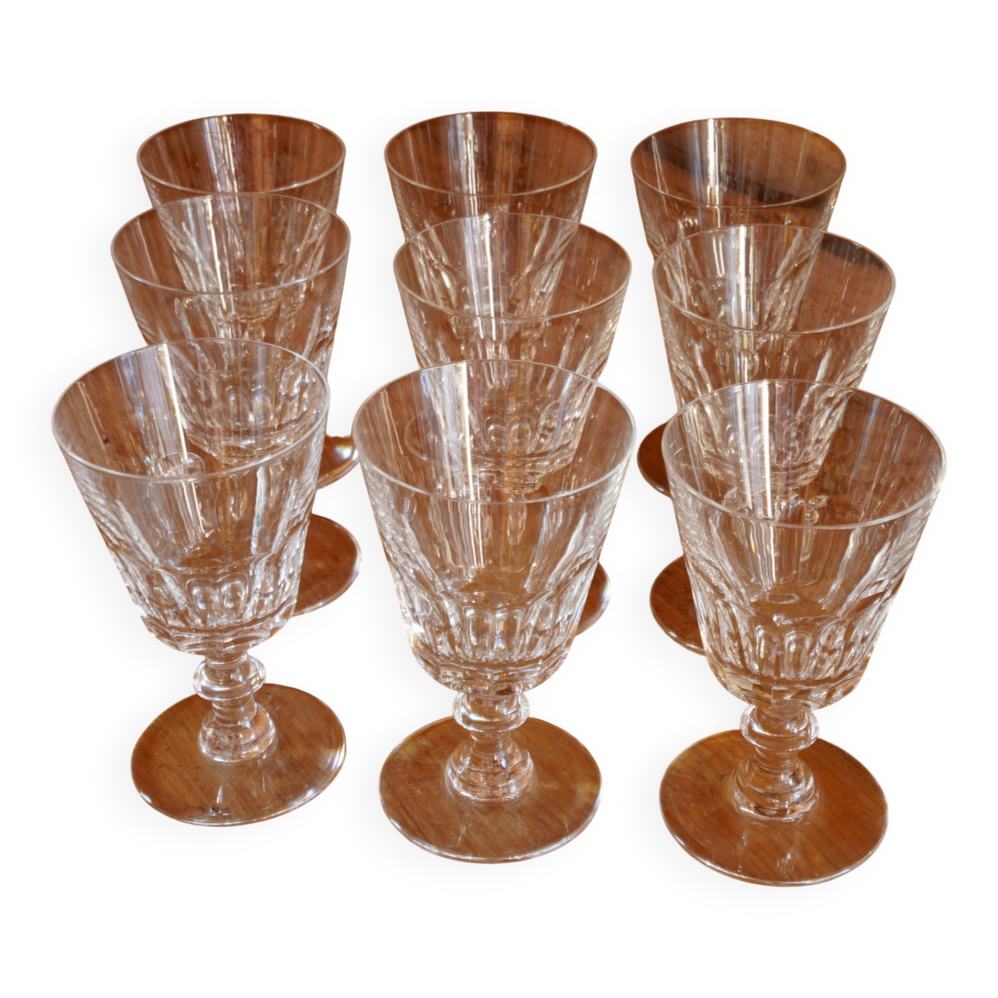 Ensemble de 9 verres à vin cristal de Saint-Louis - Modèle Caton
