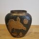 small vase in chiseled brass Japanese decoration
