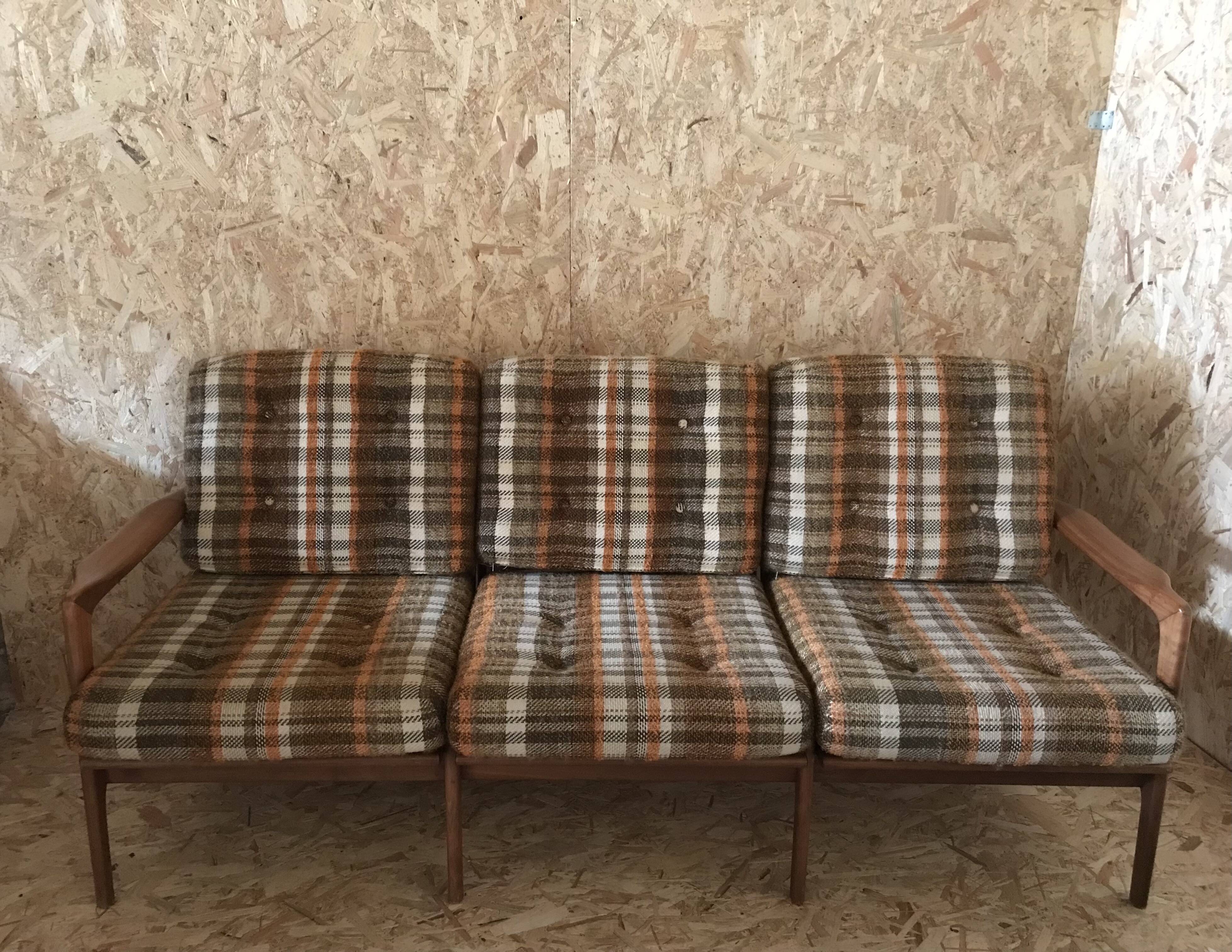 Vintage Scandinavian 3-seater sofa bench