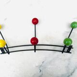 Vintage coat rack with 6 ball hooks 1960