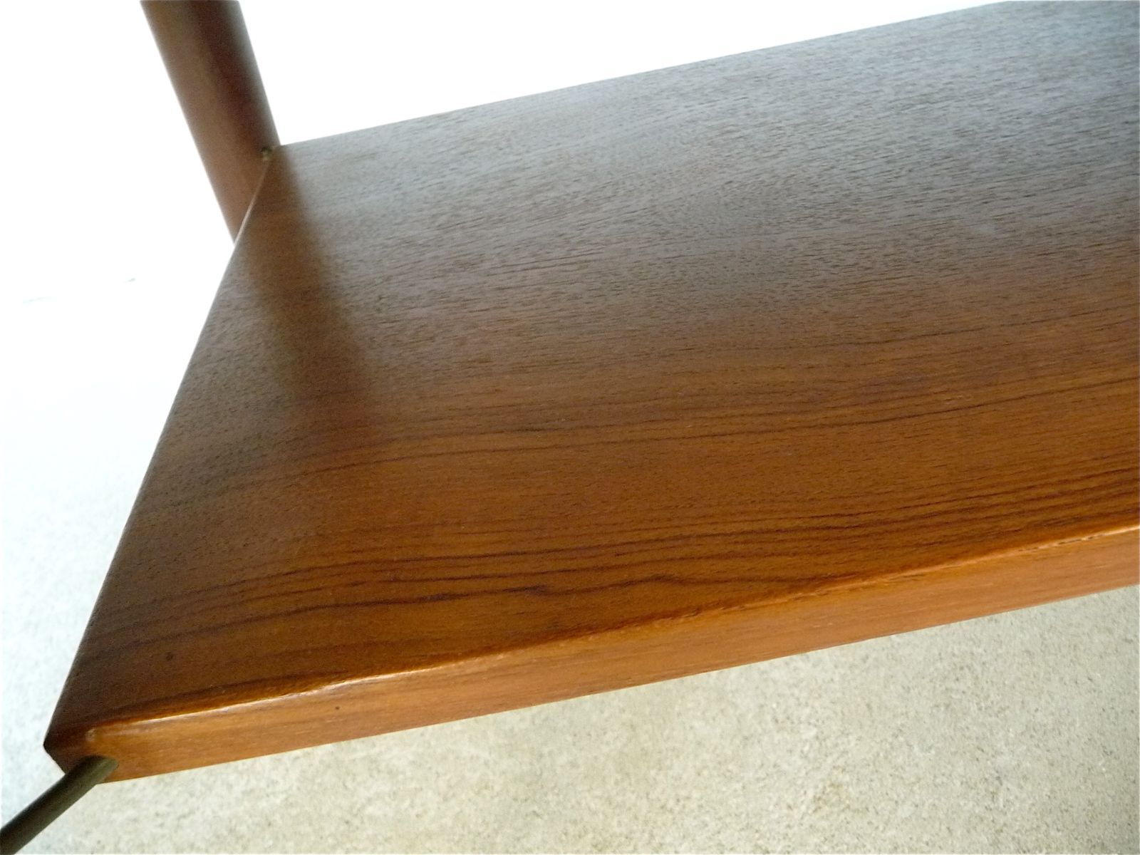 Curved Danish teak coffee table with additional shelf compartment, 1960s