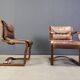 Vintage Asko Pajamies Finland Leather Plywood chairs, set of 6 - 1970s