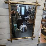 Ancien miroir bois bambou