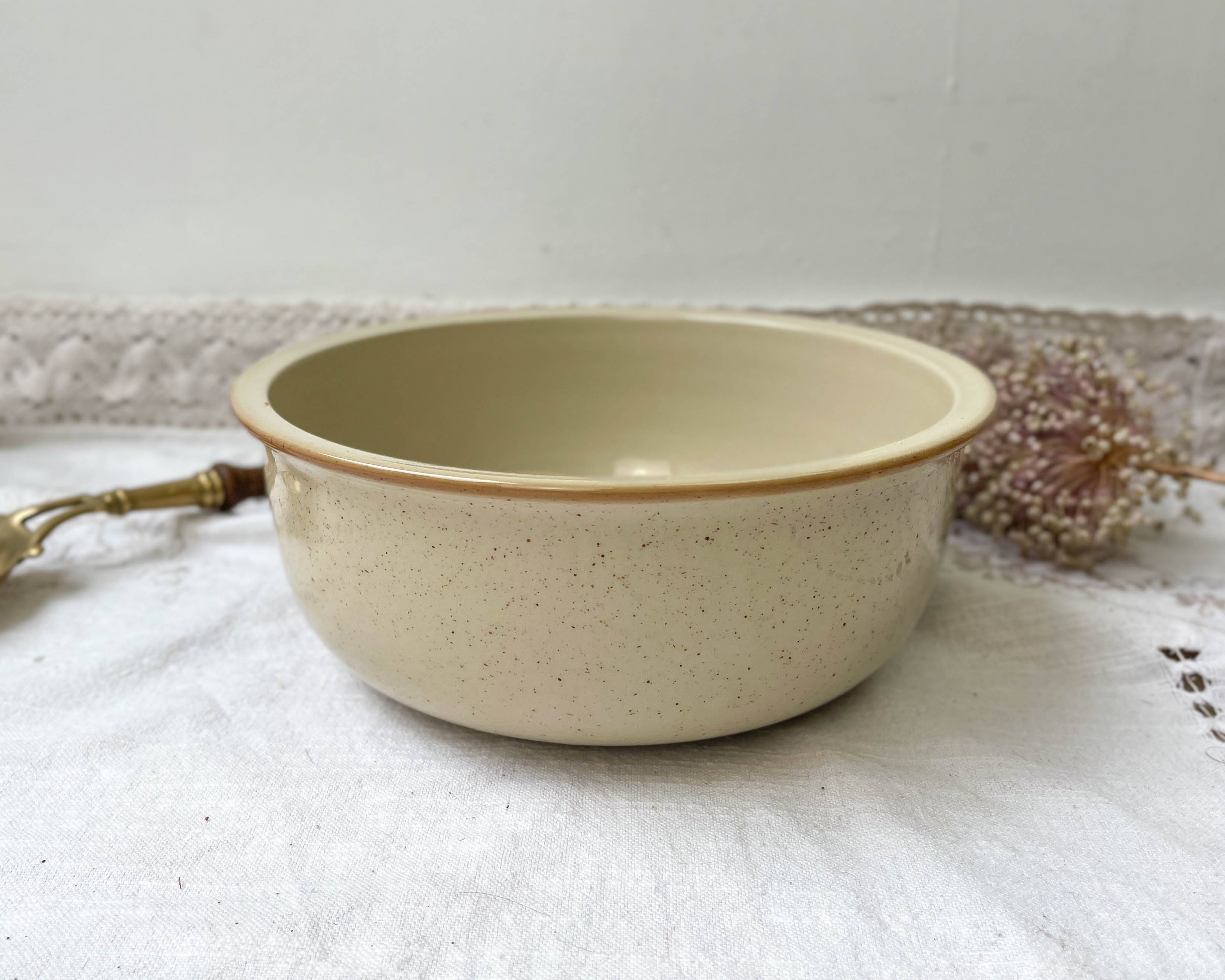 Beige speckled stoneware salad bowl Tulowice Poland 1970