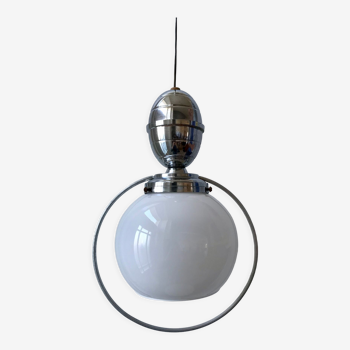 Suspension ball in opaline and chrome 70s