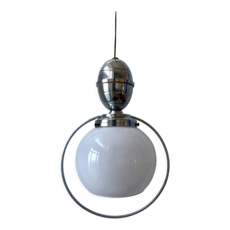 Suspension ball in opaline and chrome 70s