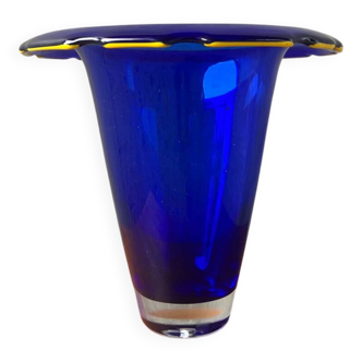 Grand vase en verre de Murano bleu 1960s
