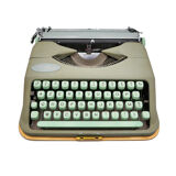 Typewriter hermes baby rocket lime green with its brown suitcase revised ribbon new