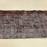 Distressed Turkish Runner 285x70 cm wool Vintage rug, Overdyed Brown