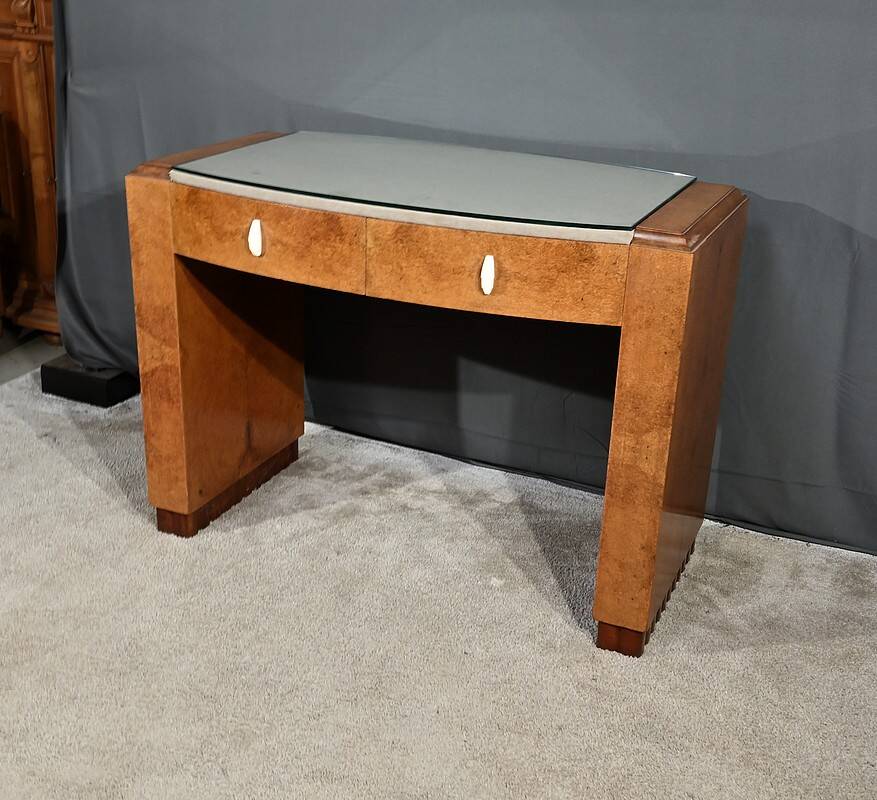 Small Amboyna Burl Desk, Speich Frères, Art Deco – 1930