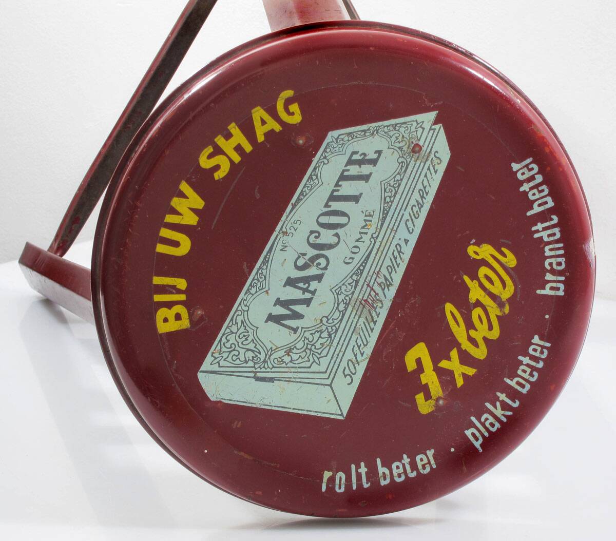 Mascotte Red Metal Stool – 1950s Cigarette Advertising Collectible