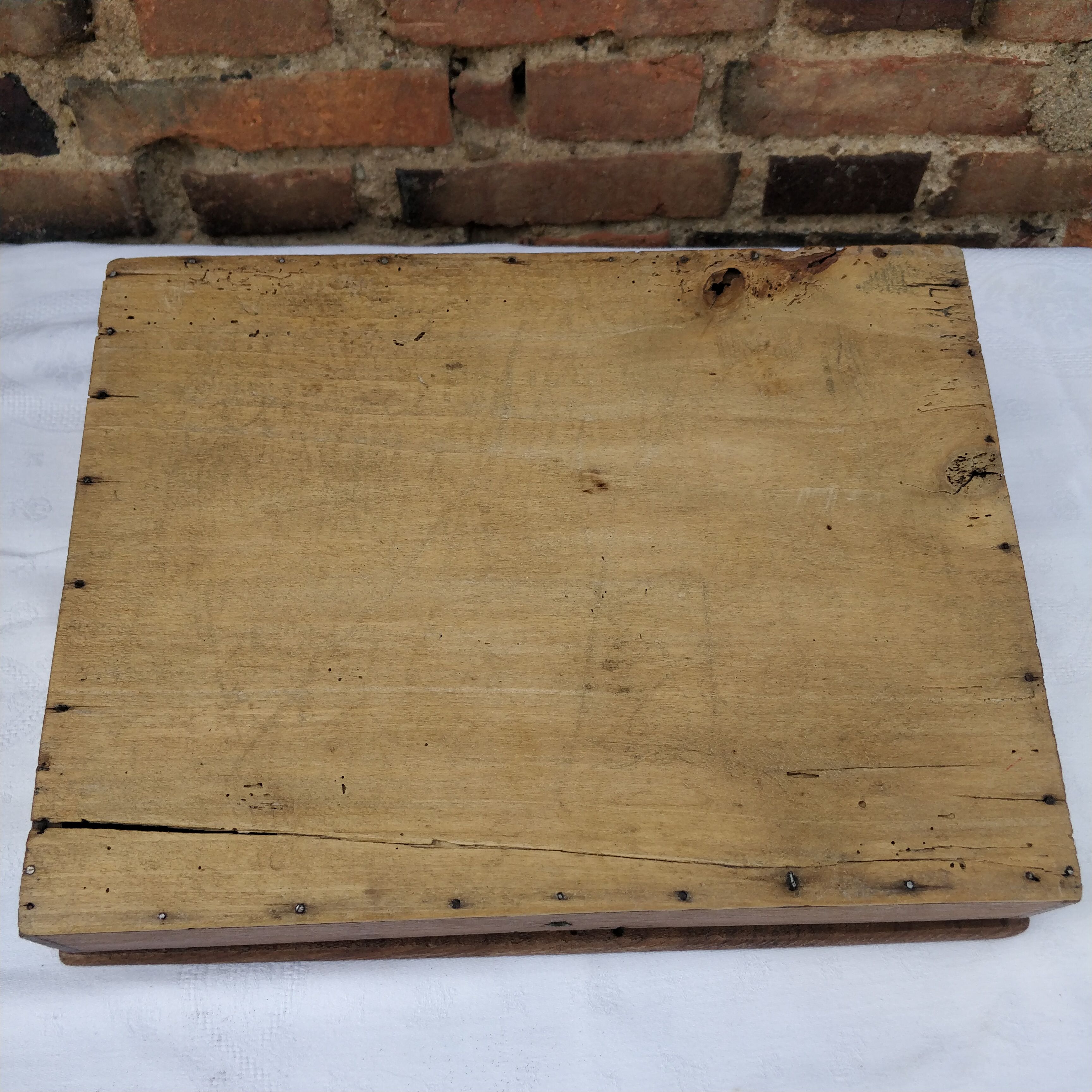 Sandblasted wood chest