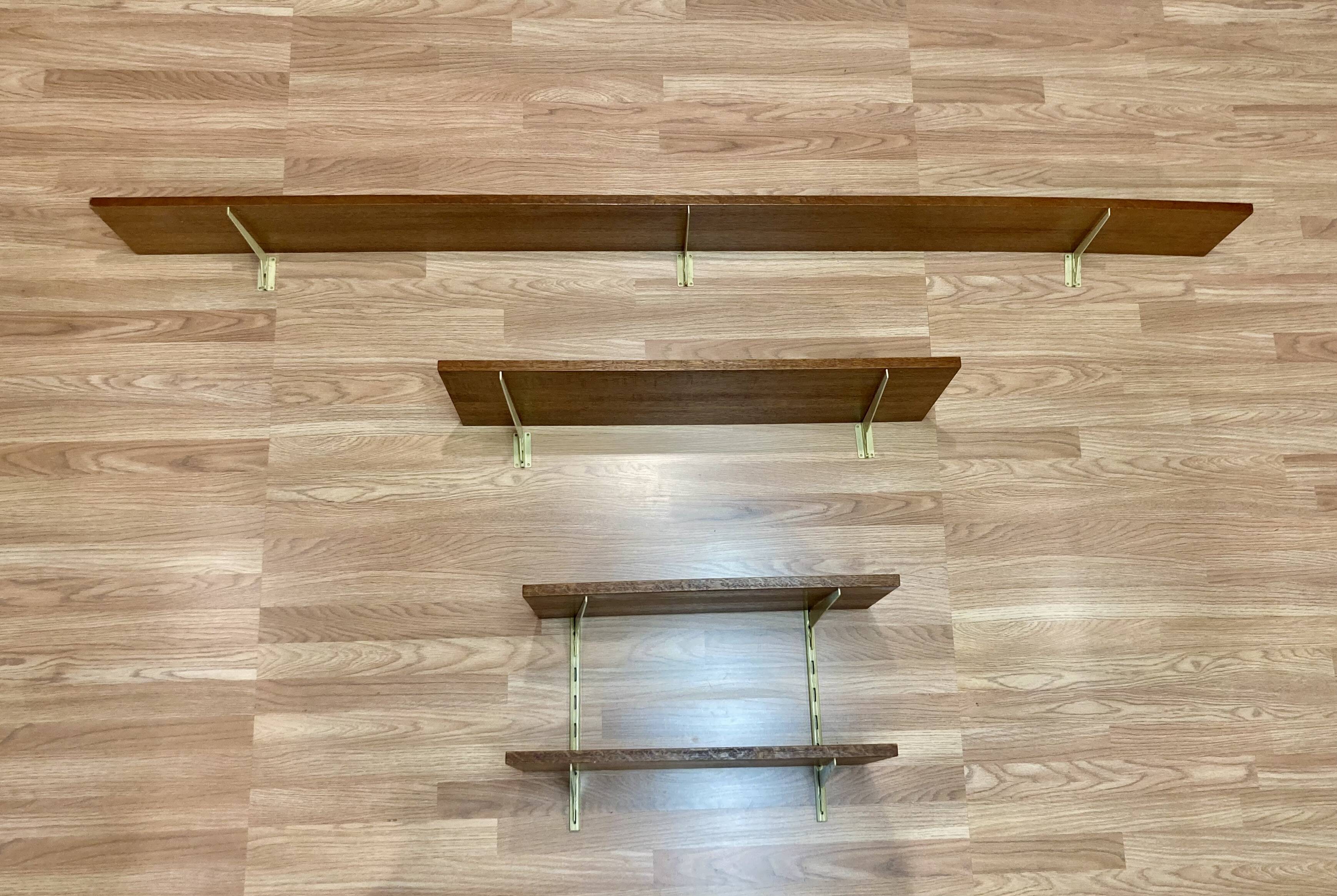 Set of oak shelves, 1950s design.