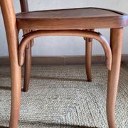 Pair of wooden bistro chairs signed Thonet, 1940s